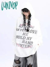 Lunivop Oversize Y2K Streetwear Hoodies Women Harajuku Fashion Letter Print Hooded Sweatshirts