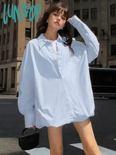 Lunivop Oversized Shirts Dress Women 2024 New Fashion Baggy Turn Collar Cover-Up Femme Casual Loose