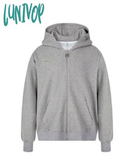 Lunivop Oversized Solid Zip Up Hoodies Women Harajuku Streetwear Grey Hooded Sweatshirts Casual