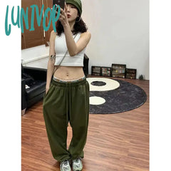 Lunivop Oversized Sweatpants Women Streetwear High Waist Wide Leg Pants Harajuku Black Baggy