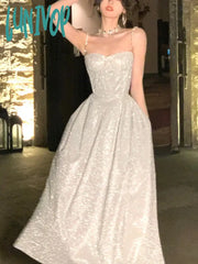 Lunivop Party Strap Dress Summer Sleeveless Beach Style One Piece Korean Fashion Elegant Midi Women