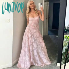 Lunivop Pink Jacquard Corset Cami Dress