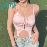 Lunivop Pink Sexy Y2K Tops Decoration Summer 2023 Fashion Woman Corset Wrap Chest Casual Backless