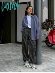 Lunivop Pocket Striped Blouses Female Long Sleeve Single Breasted Shirt Tops 2024 Spring New Casual