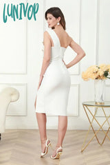 Lunivop Pretty Basics Inclined Shoulder New Year Birthday Wedding Costume Bandage Dress Evening