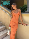 Lunivop Print V-Neck Sleeveless Maxi Dress For Women Summer Backless Bodycon Dresses 2024 New Lady