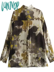 Lunivop Printed Tie Dye Blouse Vintage Fashion Long Sleeve Lapel Collar Button Shirts Women 2024