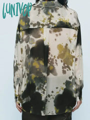 Lunivop Printed Tie Dye Blouse Vintage Fashion Long Sleeve Lapel Collar Button Shirts Women 2024