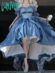 Lunivop Prom Deep Sea Blue Gradient Original Lolita Dress Women’s Braces Skirt Banquet Princess