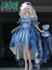 Lunivop Prom Deep Sea Blue Gradient Original Lolita Dress Women’s Braces Skirt Banquet Princess