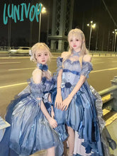 Lunivop Prom Deep Sea Blue Gradient Original Lolita Dress Women’s Braces Skirt Banquet Princess