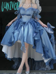 Lunivop Prom Deep Sea Blue Gradient Original Lolita Dress Women’s Braces Skirt Banquet Princess