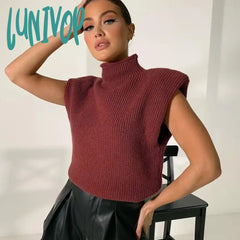 Lunivop Pullover Sweater Women Female Knitting Overszie Sleeveless Loose Knitted Outerwear Womens