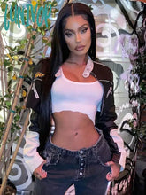 Lunivop Punk Style Pu Leather Cropped Jackets Women Autumn Winter Zipper Contrast Color Jacket