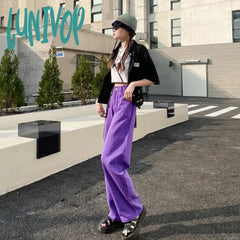 Lunivop Purple Jeans Spring Vintage Denim Trousers Fashion Elegant Solid Pants Casual High Waist