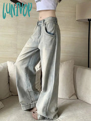 Lunivop Retro Y2K Baggy Jeans For Women Low Waist Wide Leg Denim With Pocket Casual Cargo Pants