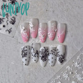 Lunivop Rhinestone Pearl Black White Lace Bowknot Flowers 5D Soft Embossed Reliefs Self Adhesive