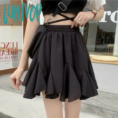 Lunivop Ruffle Women Mini Skirt Korean Style Lace Fairycore Sweet Elegant Shorts Kawaii Pleated