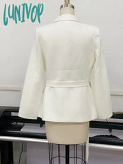 Lunivop Runway Winter Sexy Long Sleeve White Beading Women Coat High Street Night Club Party Jackets