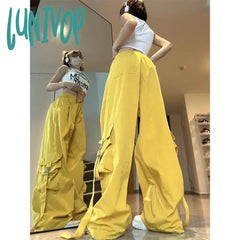 Lunivop S-3Xl Y2K Cargo Pants Women Streetwear Oversized Wide Leg Sweatpants Harajuku Big Pockets