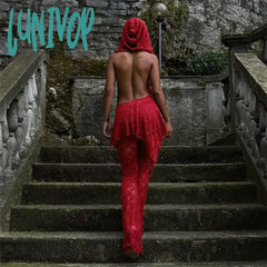 Lunivop See Through Lace Mesh Red 2 Piece Sets Hooded Backless Halter Top And Pants Y2K Sexy Night