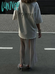 Lunivop See Through Long Skirt For Women High Waist Sexy Hollow Out Skirts Womens Club Fashion