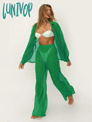 Lunivop Sexy 2 Pcs Solid Color Tops Pants Suit Casual Autumn Clothes Woman Long Sleeves Top Bottoms