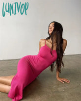 Lunivop Sexy Backless Bandage Knitted Dress Elegant Outfits For Women Sleeveless Club Party
