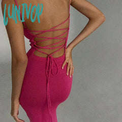 Lunivop Sexy Backless Bandage Knitted Dress Elegant Outfits For Women Sleeveless Club Party