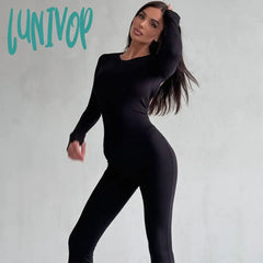 Lunivop Sexy Backless Jumpsuits Solid Flare Pant Club Outfits For Women One Piece Party Unitards