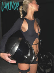 Lunivop Sexy Bandage Cut Out Playsuits For Women Club Fashion Outfits Costumes Rompers One-Pieces