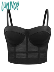 Lunivop Sexy Black Transparent Bra Mesh Push Up Bralet Women’s Tube Top Corset Bustier Club Party