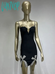 Lunivop Sexy Diamond Black Elegant Luxuery Mini Bodycon Bandage Dress Vestidos Para Mujer Night