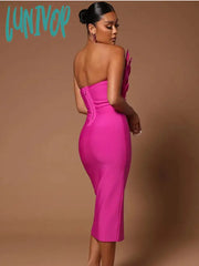 Lunivop Sexy Feather Bandage Dress Vestidos Para Mujer Wedding Birthday Party Night Cocktail Club
