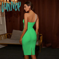 Lunivop Sexy Green Midi Bodycon Bandage Dress Women Vestidos De Festa Ropa Para Mujer Sukienki