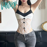 Lunivop Sexy Hollow Out Patchwork Lace Bodysuits Slim Skinny Slash Neck Sleeveless Rompers Women 2024 Summer Fashion Streetwear