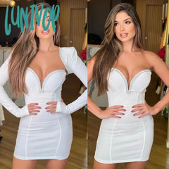 Lunivop Sexy Long Sleeve Bodycon Two Piece Set For Women Bandage Dress Vestidos De Fiesta Elegantes