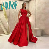 Lunivop Sexy Satin Purple A-Line Prom Dresses Side Split Evening Dress 2024 One Shoulder Gowns A