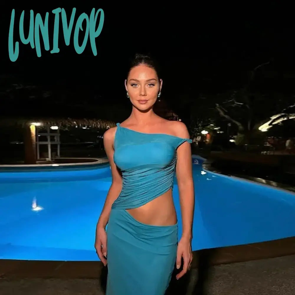 Lunivop Sexy Women Dress Skirt Summer Club Two Piece Set Outfits Fashion Sleeveless Crop Tops