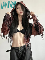 Lunivop Sexy Y2K Aesthetic Vintage Tie-Dye Jacket Slim Fit Streetwear Harajuku Hooded Jackets Women