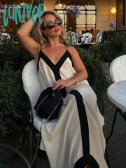 Lunivop Sheer Loose Long Dress Women Summer Sexy Backless Deep V Neck Sundress Female 2024 Casual