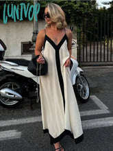 Lunivop Sheer Loose Long Dress Women Summer Sexy Backless Deep V Neck Sundress Female 2024 Casual