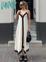 Lunivop Sheer Loose Long Dress Women Summer Sexy Backless Deep V Neck Sundress Female 2024 Casual