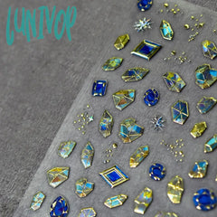Lunivop Shiny Gemstone Design Laser 3D Self Adhesive Nail Art Decorations Stickers Fashion Manicure
