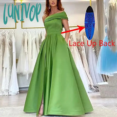Lunivop Side Slit Off Shoulder Dress For Women Sexy High Waist Bodycon Long Cupcake Femme Party