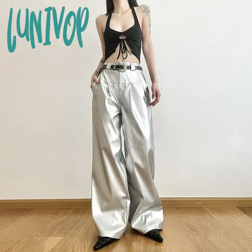 Lunivop Silver Retro Matte Trendy Personalized All-Match Casual High Street Cool Confident
