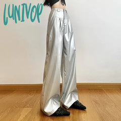 Lunivop Silver Retro Matte Trendy Personalized All-Match Casual High Street Cool Confident
