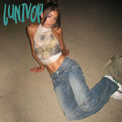 Lunivop Skinny New Fashion Diamond Tank Tops For Women 2024 Summer Sexy Spicy Ladies Halter Lacing