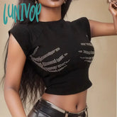 Lunivop Skull Hand Rhinestones Aesthetic Women Y2K Clothes Vintage Tops Black Fairy Grunge Graphic