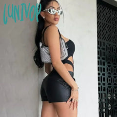 Lunivop Sleeveless Straps Sexy Cut Out Bodysuits For Women Summer Skinny Cami Tops One Piece High